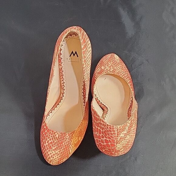 MADISON MALIA ROUND TOE SLIP-ON WOMEN"S HIGH HEEL  TWO TONE WOMEN"S SHOE - Picture 8 of 14